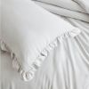 Full Size Grey Stone Washed Ruffled Edge Microfiber Comforter Set