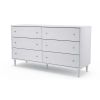 Farmhouse Rustic White Mid Century 6 Drawer Dresser