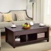 Brown Wood Lift Top Coffee Table with Hidden Storage Space