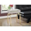 24in Modern End Table 1 Drawer Nightstand Beige Marble Gold Legs