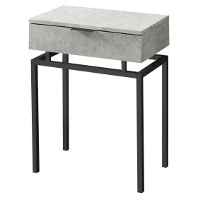 24in Modern End Table 1 Drawer Nightstand Grey with Black Metal Legs