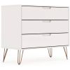 Modern Scandinavian Style Bedroom 3-Drawer Dresser in White Wood Finish