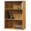 Modern 3-Shelf Bookcase with 2 Adjustable Shelves in Oak Wood Finish