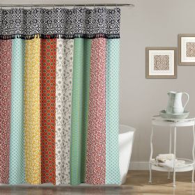 72-in. Bohemian Floral Multi-Color Patchwork Polyester Shower Curtain