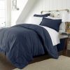 Full Navy Microfiber Baffle-Box 6-Piece Reversible Bed-in-a-Bag Comforter Set