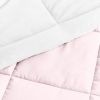 Full/Queen 3-Piece Microfiber Reversible Comforter Set in Blush Pink and White