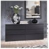 Modern 6 Drawer Double Dresser in Black Woodgrain Finish