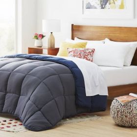 Queen All Seasons Grey/Navy Reversible Polyester Down Alternative Comforter