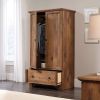 Rustic Oak Drawer and Garment Rod Wardrobe Armoire