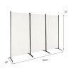 6-Ft White 3-Panel Room Divider Screen with Steel Base and Heavy Duty Hinges