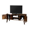 Farmhouse Entertainment Center Brown TV Cabinet