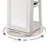 360 Degree Swivel White Wash Full Length Mirror Locking Jewelry Armoire