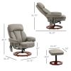 Adjustable Grey Brown Faux Leather Electric Remote Massage Recliner Chair w/ Ottoman