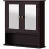 Espresso Brown 2-Door Wall Mounted Medicine Cabinet Bathroom Mirror with Shelf