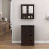 Espresso Brown 2-Door Wall Mounted Medicine Cabinet Bathroom Mirror with Shelf