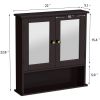 Espresso Brown 2-Door Wall Mounted Medicine Cabinet Bathroom Mirror with Shelf