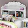 Twin size Bookcase Headboard in White Wood Finish