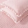 Twin Pink Farmhouse Microfiber Diamond Quilted Bedspread Set with Frayed Edges