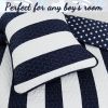 Twin 2 Piece Navy White Stars Stripes 100-Percent Cotton Reversible Quilt Set