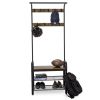 Entryway Modern Industrial Style Hall Tree Coat Rack Shoe Storage Bench