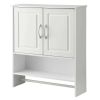 White Bathroom Wall Cabinet with Open Shelf with Towel Rod