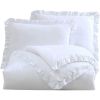 Full Size White Stone Washed Ruffled Edge Microfiber Comforter Set