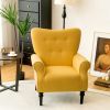 Yellow Retro Tufted Polyester Accent Chair with Stylish Espresso Wood Legs