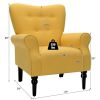 Yellow Retro Tufted Polyester Accent Chair with Stylish Espresso Wood Legs