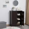 Brown Wood 2-Door Freestanding Bathroom Floor Cabinet Kitchen Storage Cupboard