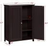 Brown Wood 2-Door Freestanding Bathroom Floor Cabinet Kitchen Storage Cupboard