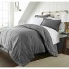 Twin 6-Piece Microfiber Baffle-Box Reversible Bed-in-a-Bag Comforter Set in Grey