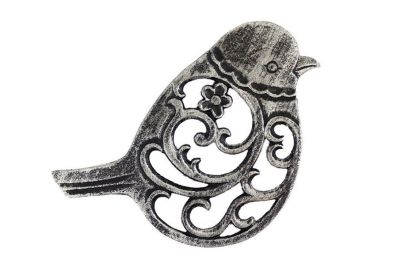 Rustic Silver Cast Iron Bird Trivet 8