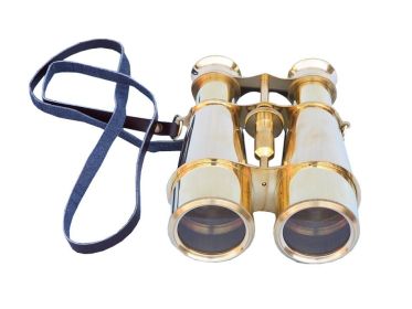 Captain's Solid Brass Binoculars with Leather Case 6