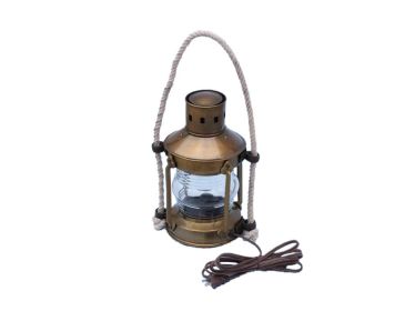 Antique Brass Round Anchor Electric Lantern 16