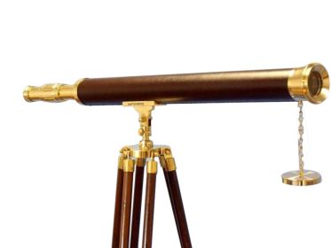 Floor Standing Solid Brass - Leather Harbor Master Telescope 60