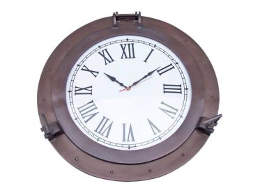 Bronzed Deluxe Class Porthole Clock 24