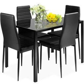 5 Pieces Metal Frame and Glass Tabletop Dining Set