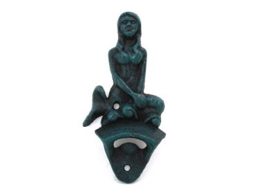 Seaworn Blue Cast Iron Wall Mounted Mermaid Bottle Opener 6