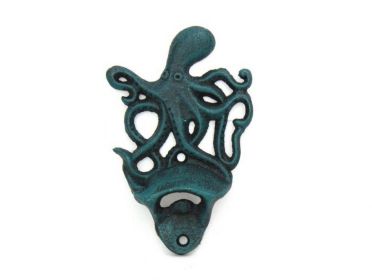 Seaworn Blue Cast Iron Wall Mounted Octopus Bottle Opener 6