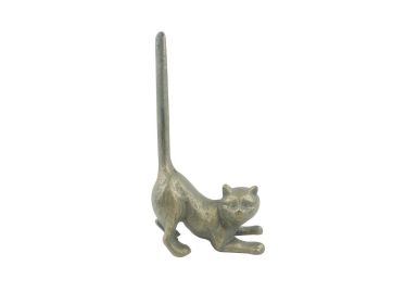 Antique Bronze Cast Iron Cat Extra Toilet Paper Stand 10