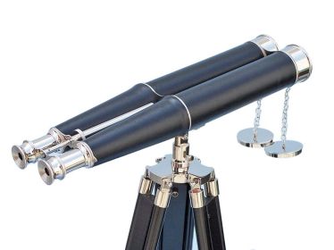 Floor Standing Admiral's Chrome/Leather Binoculars on stand 62