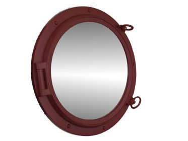 Dark Red Decorative Ship Porthole Mirror 24