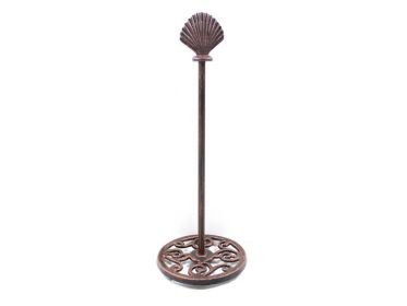 Rustic Copper Cast Iron Seashell Extra Toilet Paper Stand 16