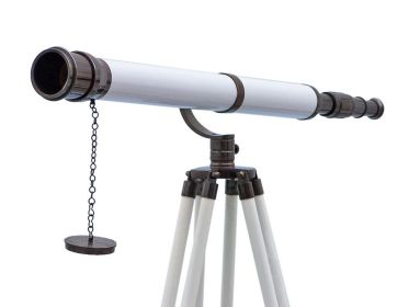 Floor Standing Oil Rubbed Bronze/White Leather Galileo Telescope 65