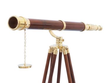 Floor Standing Brass/Wood Galileo Telescope 65