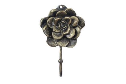 Rustic Gold Cast Iron Decorative Rose Hook 7