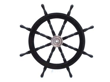 Deluxe Class Wood and Chrome Pirate Ship Steering Wheel 36