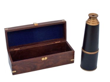 Deluxe Class Admiral Antique Brass Leather Spyglass Telescope 27 w/ Rosewood Box