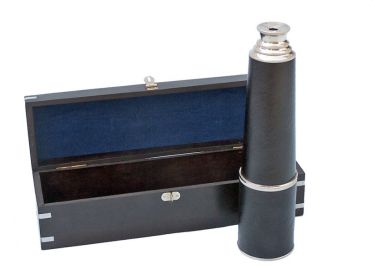 Deluxe Class Hampton Collection Chrome - Leather Spyglass with Black Rosewood Box 36