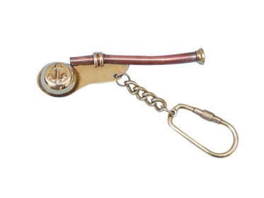 Solid Brass/Copper Bosun Whistle Key Chain